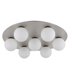 Riha Globe Ceiling Light Nickel Matt Balls Opal Glass Shade 7x G9 3000K-2