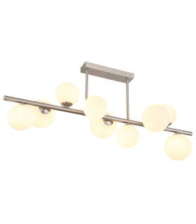 Riha Globe Ceiling Light Nickel Matt Opal Glass Shade 9x G9 3000K-1