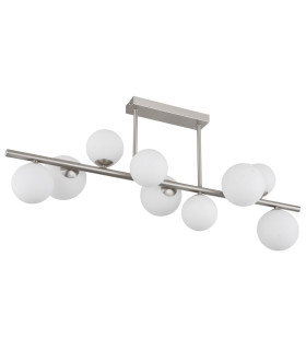 Riha Globe Ceiling Light Nickel Matt Opal Glass Shade 9x G9 3000K-2
