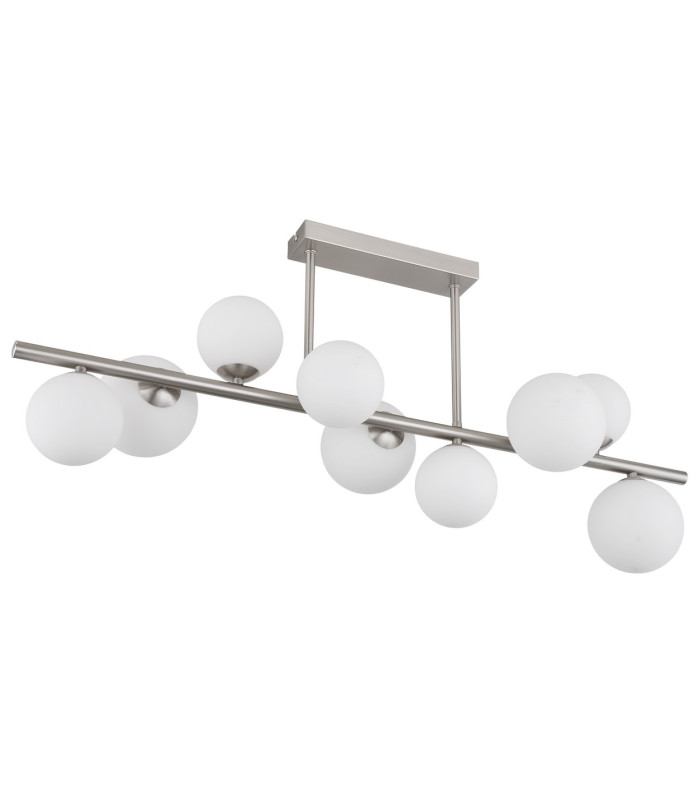 Riha Globe Ceiling Light Nickel Matt Opal Glass Shade 9x G9 3000K-2