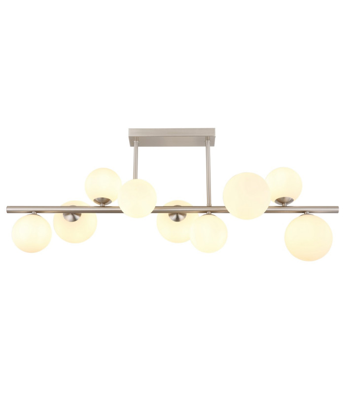 Riha Globe Ceiling Light Nickel Matt Opal Glass Shade 9x G9 3000K-3