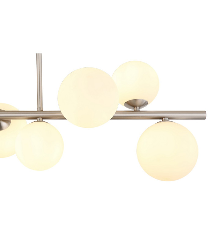 Riha Globe Ceiling Light Nickel Matt Opal Glass Shade 9x G9 3000K-4