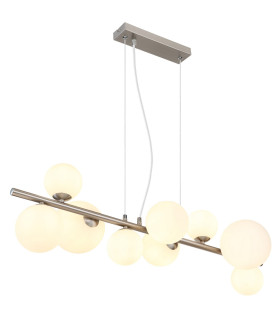Riha Globe Pendant Ceiling Light Nickel Matt Opal Glass Shade 9x G9 3000K-1
