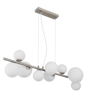 Riha Globe Pendant Ceiling Light Nickel Matt Opal Glass Shade 9x G9 3000K-2