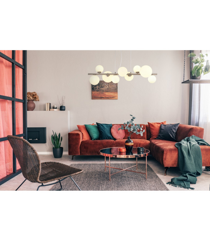 Riha Globe Pendant Ceiling Light Nickel Matt Opal Glass Shade 9x G9 3000K-5
