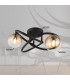 Tuberius Multi Arm Semi Flush Ceiling Lamp Matt Black Amber Glass Shade 2x G9 3000K-5