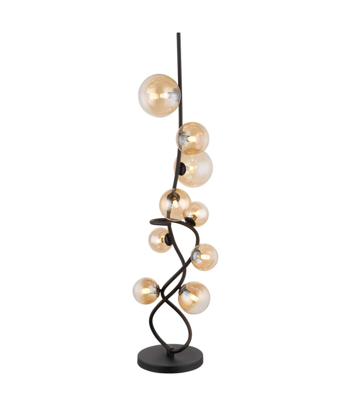Tuberius Floor Lamp Matt Black Amber Glass Shade 9x G9 3000K-1
