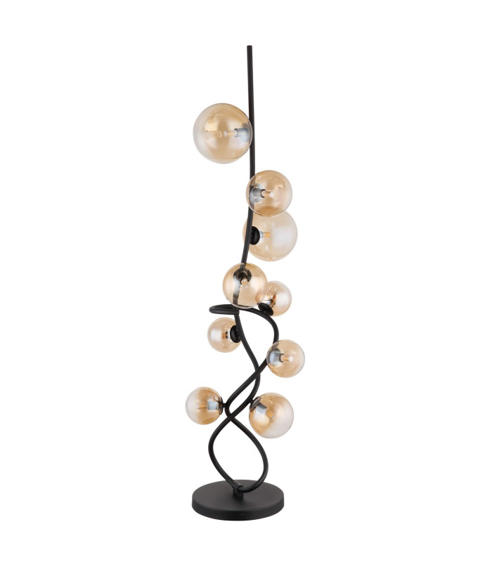 Tuberius Floor Lamp Matt Black Amber Glass Shade 9x G9 3000K-2