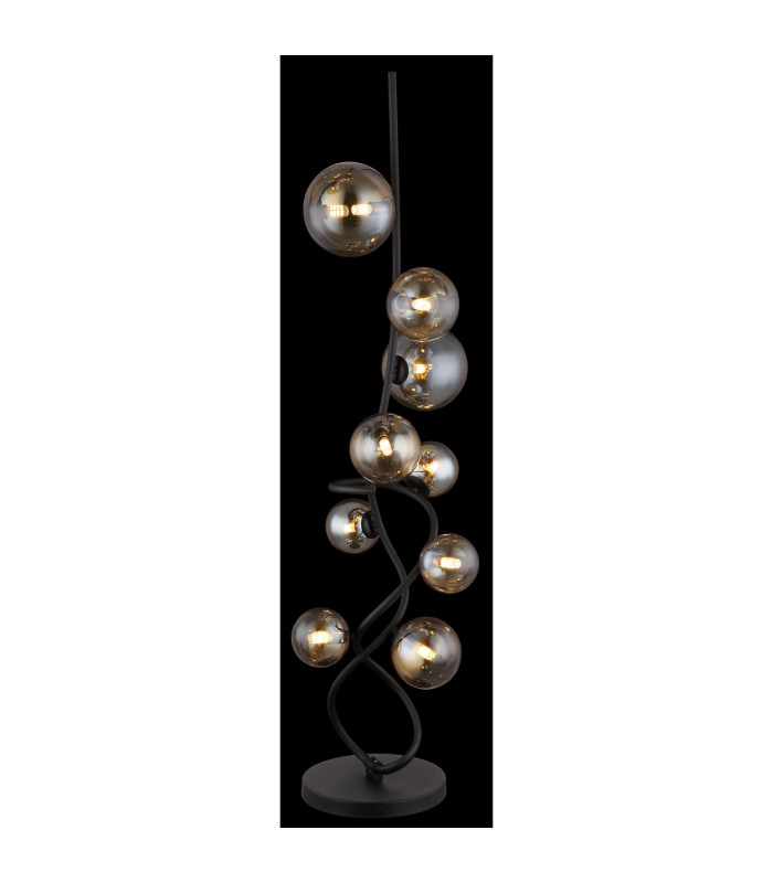 Tuberius Floor Lamp Matt Black Amber Glass Shade 9x G9 3000K-3