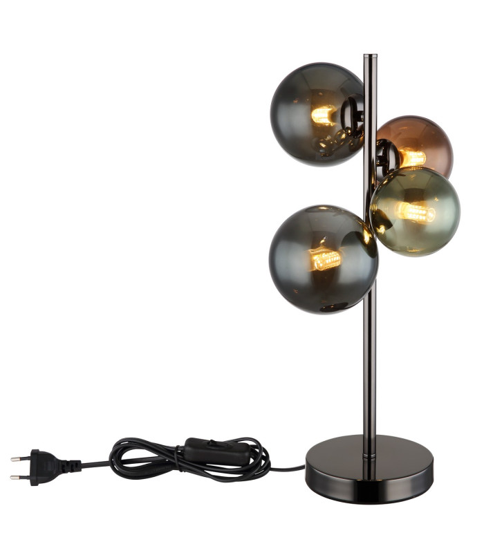 Riha Globe Table Lamp Grey Matt Balls Glass Shade 4x G9 3000K-3