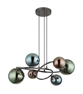 Riha Globe Pendant Ceiling Light Grey Matt Balls Glass Shade 6x G9 3000K-2