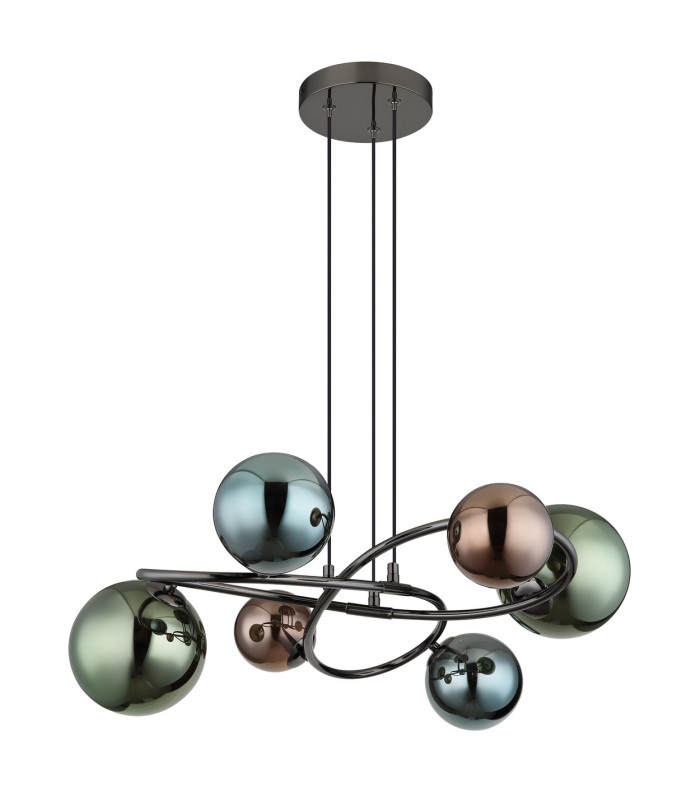 Riha Globe Pendant Ceiling Light Grey Matt Balls Glass Shade 6x G9 3000K-2