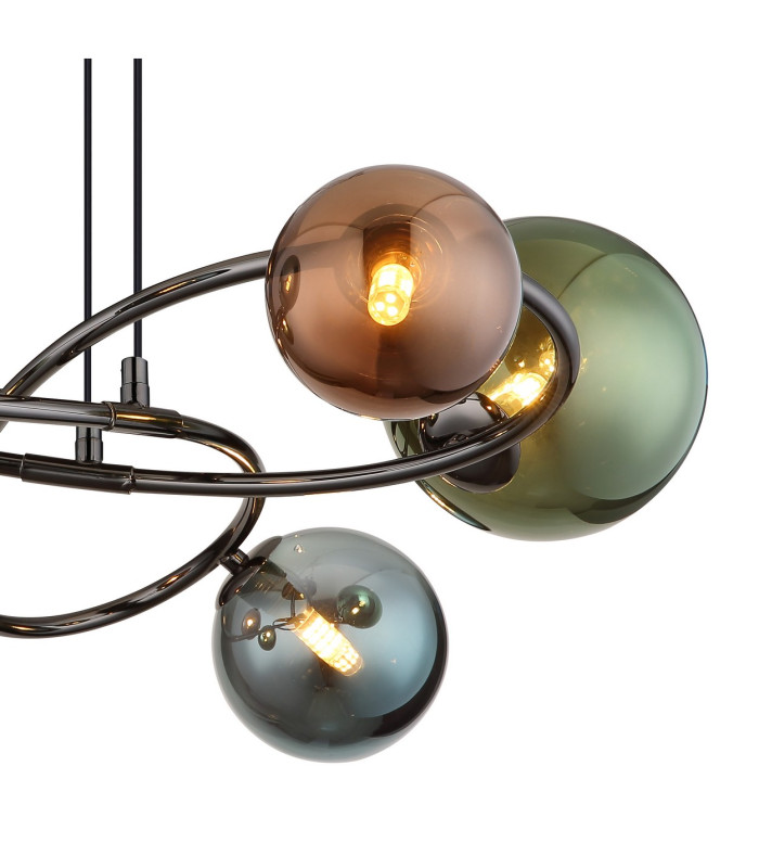 Riha Globe Pendant Ceiling Light Grey Matt Balls Glass Shade 6x G9 3000K-3