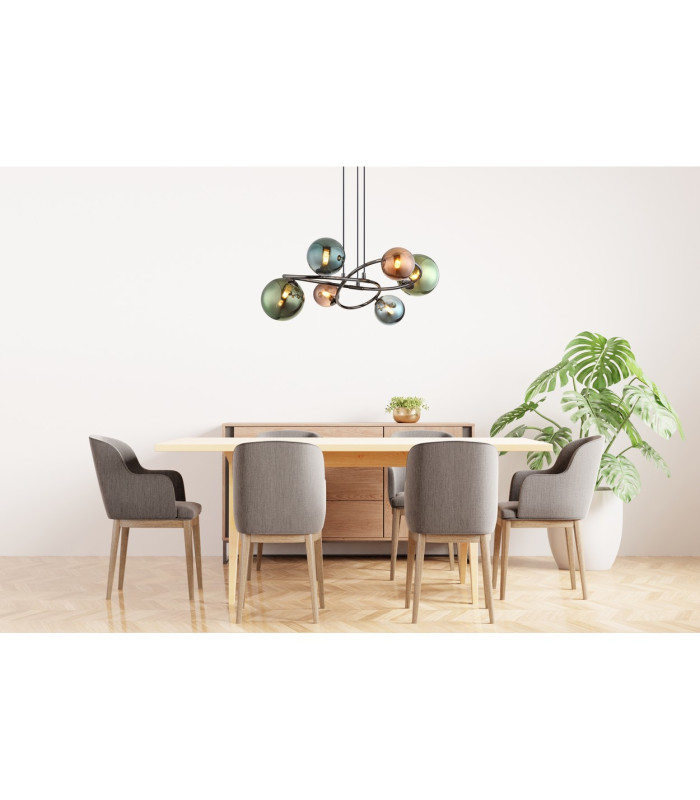 Riha Globe Pendant Ceiling Light Grey Matt Balls Glass Shade 6x G9 3000K-4