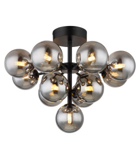 Grappy Globe Ceiling Light Matt Black Balls Smoke Glass Shade 13x G9-1