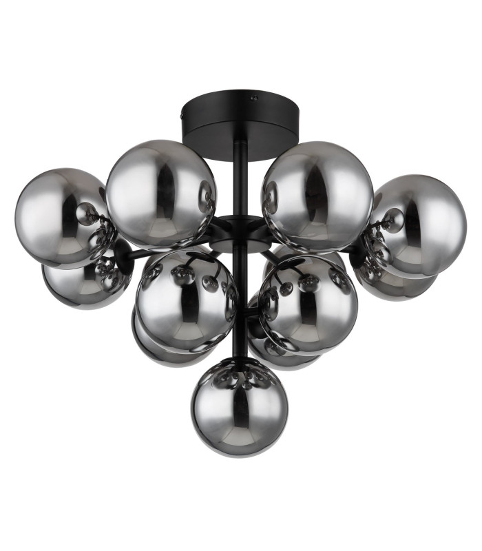 Grappy Globe Ceiling Light Matt Black Balls Smoke Glass Shade 13x G9-2