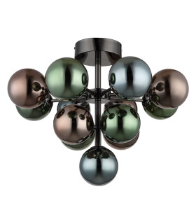 Grappy Globe Ceiling Light Gunmetal Balls Colorful Glass Shade 13x G9-2