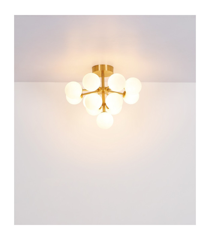 Grappy Globe Ceiling Light Gold Colours Matt Balls Opal Glass Shade 13x G9-4