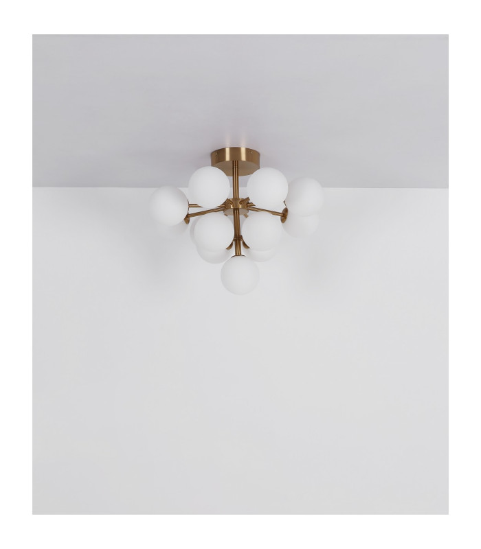 Grappy Globe Ceiling Light Gold Colours Matt Balls Opal Glass Shade 13x G9-5