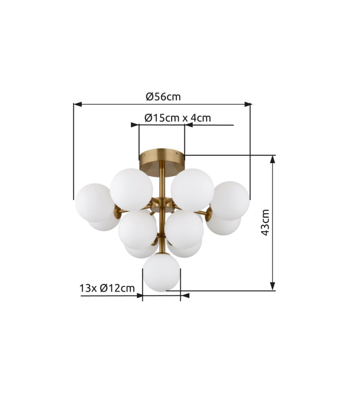 Grappy Globe Ceiling Light Gold Colours Matt Balls Opal Glass Shade 13x G9-7