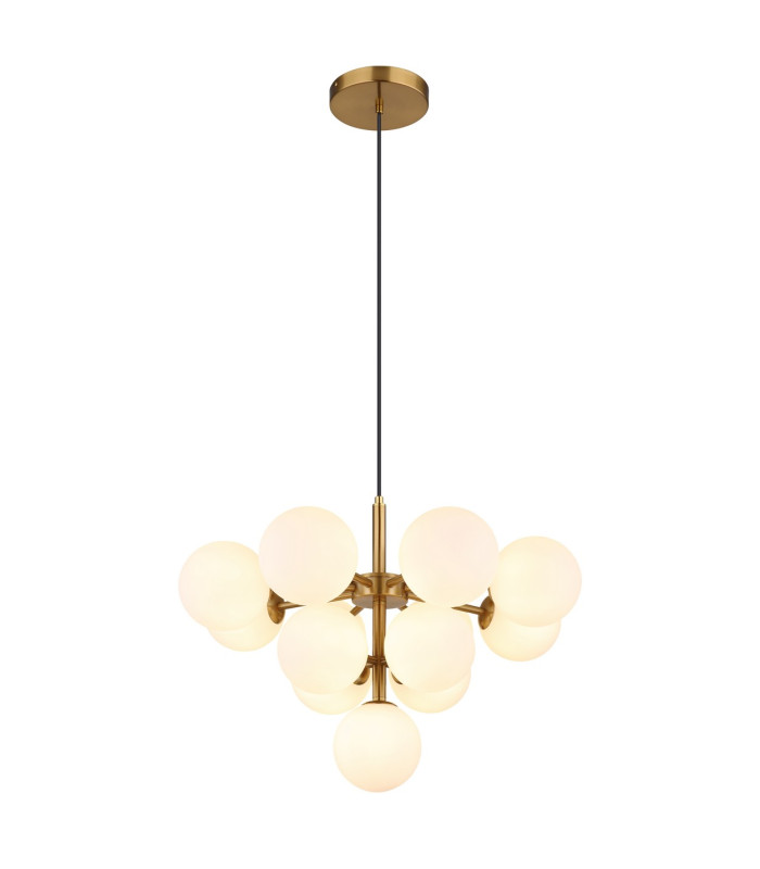 Grappy Globe Pendant Ceiling Light Gold Colours Matt Balls Opal Glass Shade 13x G9-1