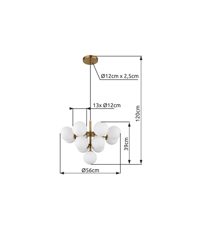 Grappy Globe Pendant Ceiling Light Gold Colours Matt Balls Opal Glass Shade 13x G9-7