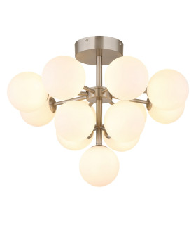 Grappy Globe Ceiling Light Nickel Matt Balls Opal Glass Shade 13x G9-1