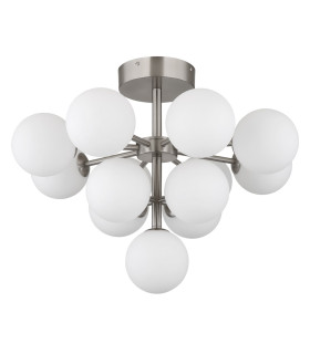 Grappy Globe Ceiling Light Nickel Matt Balls Opal Glass Shade 13x G9-2