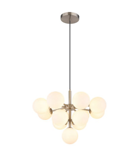 Grappy Globe Pendant Ceiling Light Nickel Matt Balls Opal Glass Shade 13x G9-1