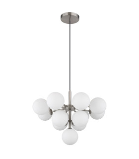 Grappy Globe Pendant Ceiling Light Nickel Matt Balls Opal Glass Shade 13x G9-2