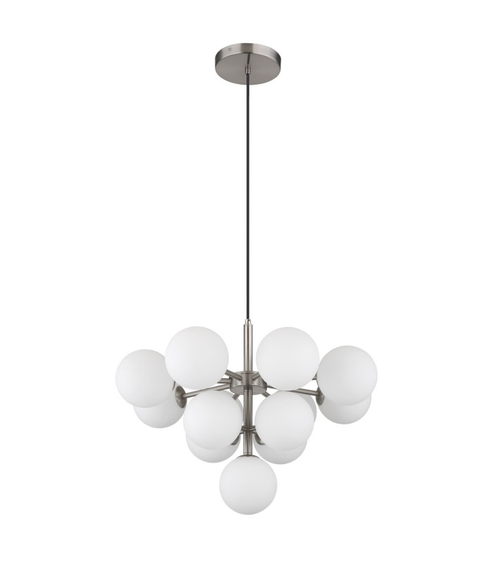 Grappy Globe Pendant Ceiling Light Nickel Matt Balls Opal Glass Shade 13x G9-2