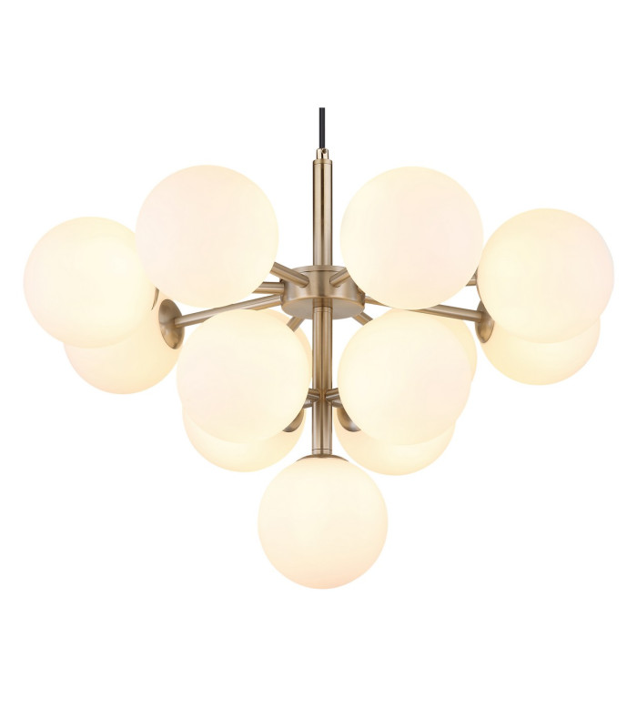 Grappy Globe Pendant Ceiling Light Nickel Matt Balls Opal Glass Shade 13x G9-3