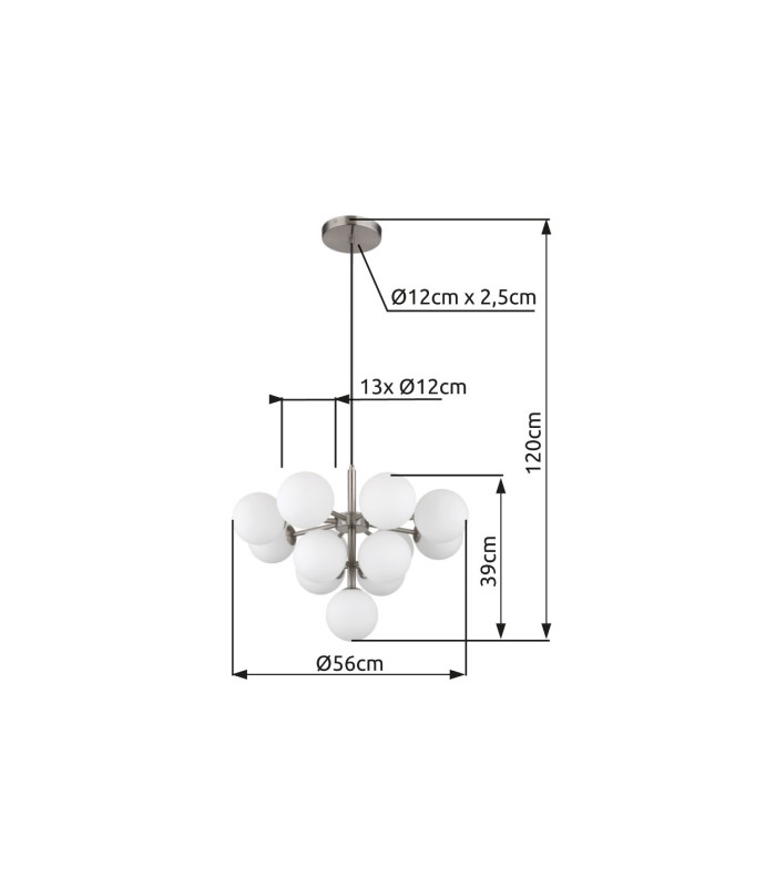 Grappy Globe Pendant Ceiling Light Nickel Matt Balls Opal Glass Shade 13x G9-6