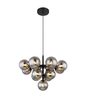 Grappy Globe Pendant Ceiling Light Matt Black Balls Smoke Glass Shade 13x G9-1
