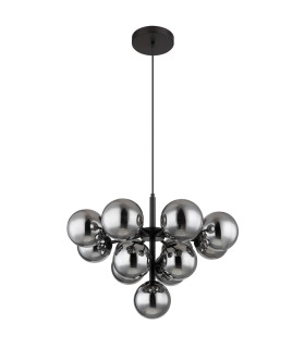 Grappy Globe Pendant Ceiling Light Matt Black Balls Smoke Glass Shade 13x G9-2