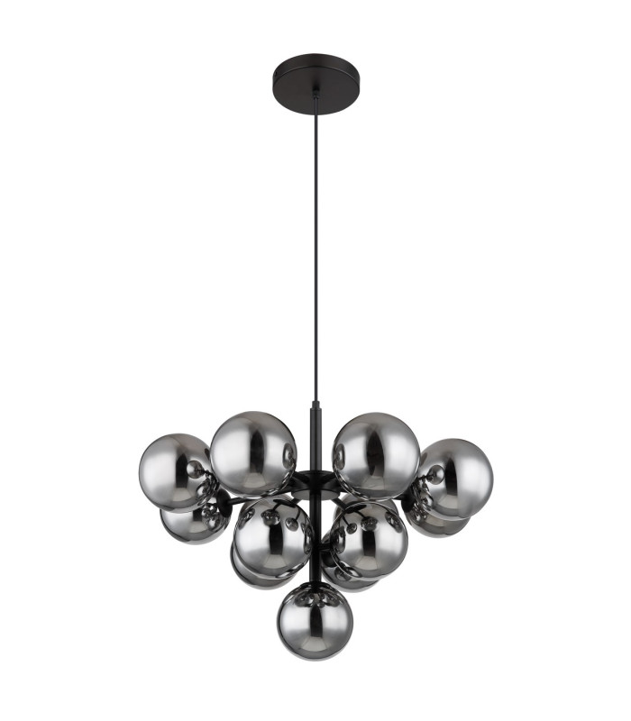 Grappy Globe Pendant Ceiling Light Matt Black Balls Smoke Glass Shade 13x G9-2