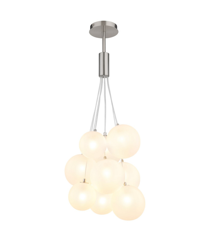 Ballgi Globe Pendant Ceiling Light Nickel Matt Balls Satined Glass Shade 9x G9-1