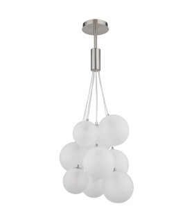 Ballgi Globe Pendant Ceiling Light Nickel Matt Balls Satined Glass Shade 9x G9-2