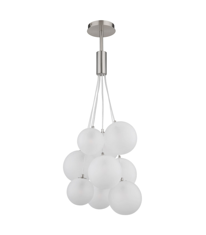 Ballgi Globe Pendant Ceiling Light Nickel Matt Balls Satined Glass Shade 9x G9-2