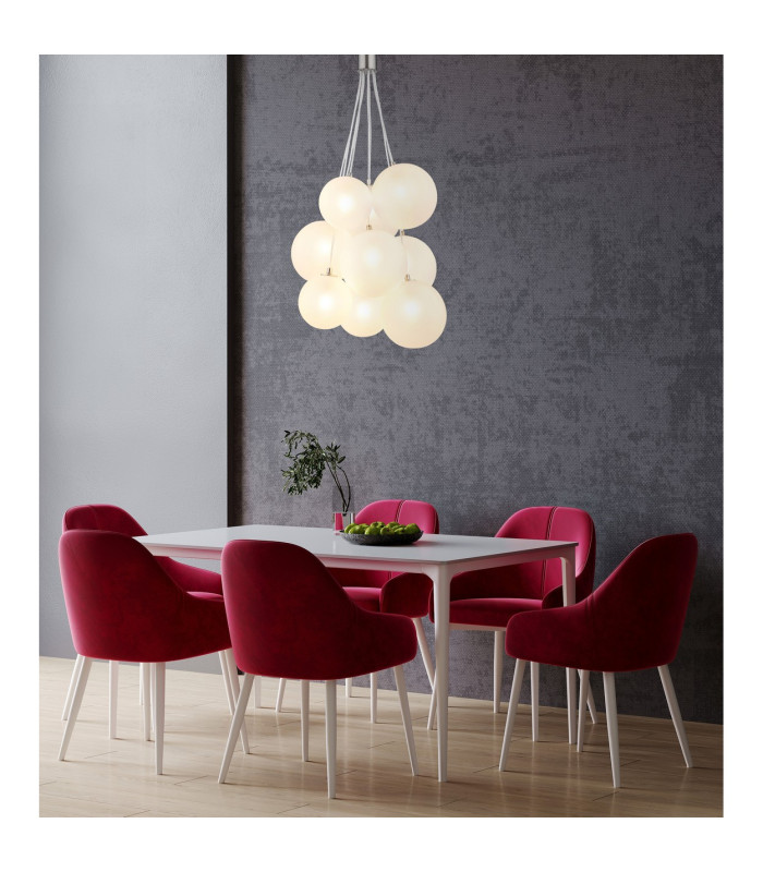 Ballgi Globe Pendant Ceiling Light Nickel Matt Balls Satined Glass Shade 9x G9-3