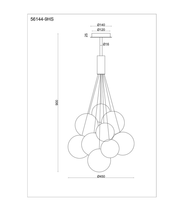 Ballgi Globe Pendant Ceiling Light Matt Black Balls Smoke Glass Shade 9x G9-4