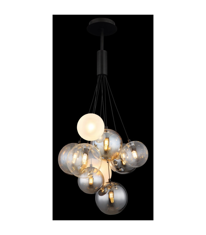 Ballgi Globe Pendant Ceiling Light Matt Black Balls Glass Shade 9x G9-4