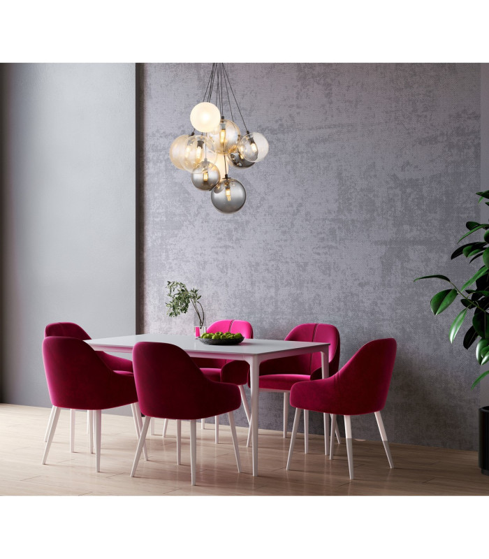 Ballgi Globe Pendant Ceiling Light Matt Black Balls Glass Shade 9x G9-9