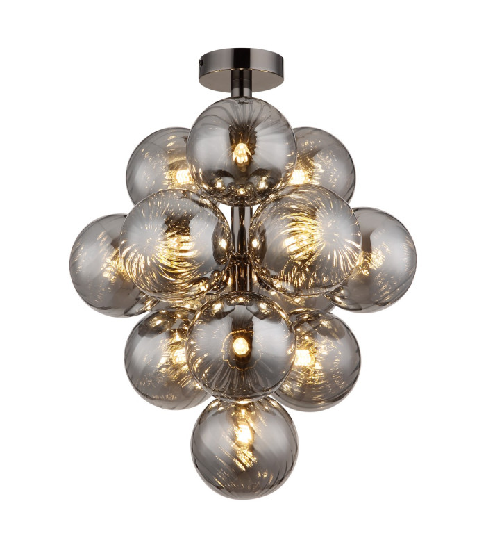 Conor Globe Ceiling Light Gunmetal Balls Smoke Glass Shade 13x G9-1
