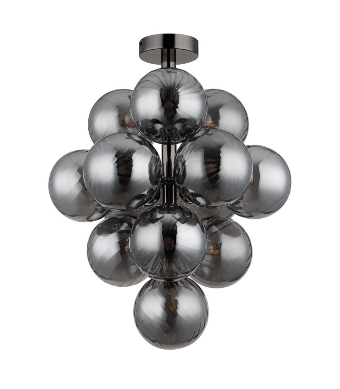 Conor Globe Ceiling Light Gunmetal Balls Smoke Glass Shade 13x G9-2