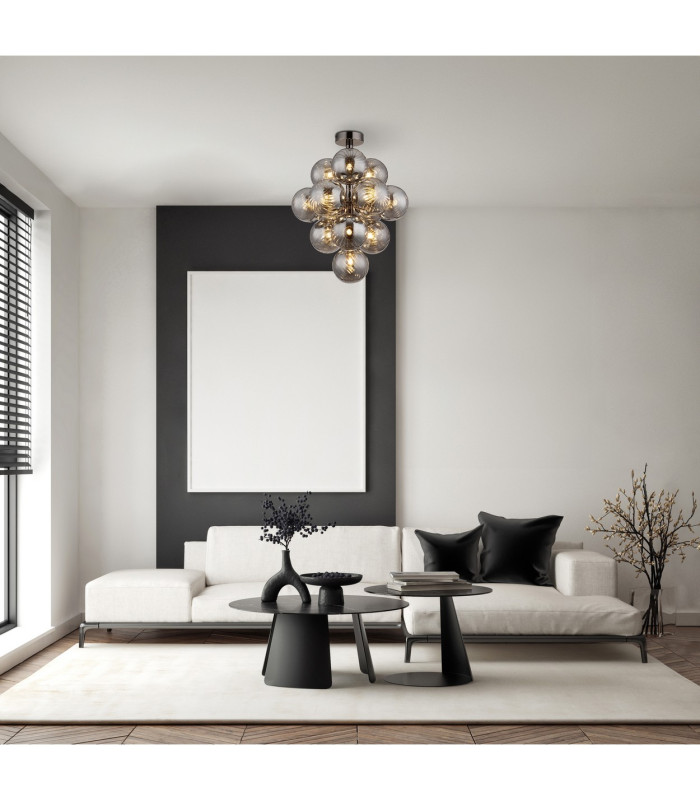 Conor Globe Ceiling Light Gunmetal Balls Smoke Glass Shade 13x G9-6