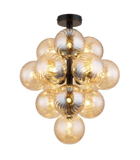 Conor Globe Ceiling Light Matt Black Balls Amber Glass Shade 13x G9-1