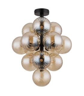 Conor Globe Ceiling Light Matt Black Balls Amber Glass Shade 13x G9-2