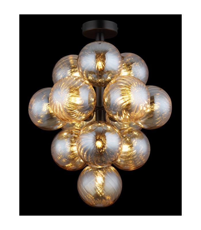 Conor Globe Ceiling Light Matt Black Balls Amber Glass Shade 13x G9-3