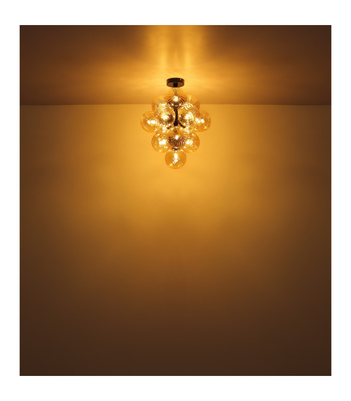 Conor Globe Ceiling Light Matt Black Balls Amber Glass Shade 13x G9-4